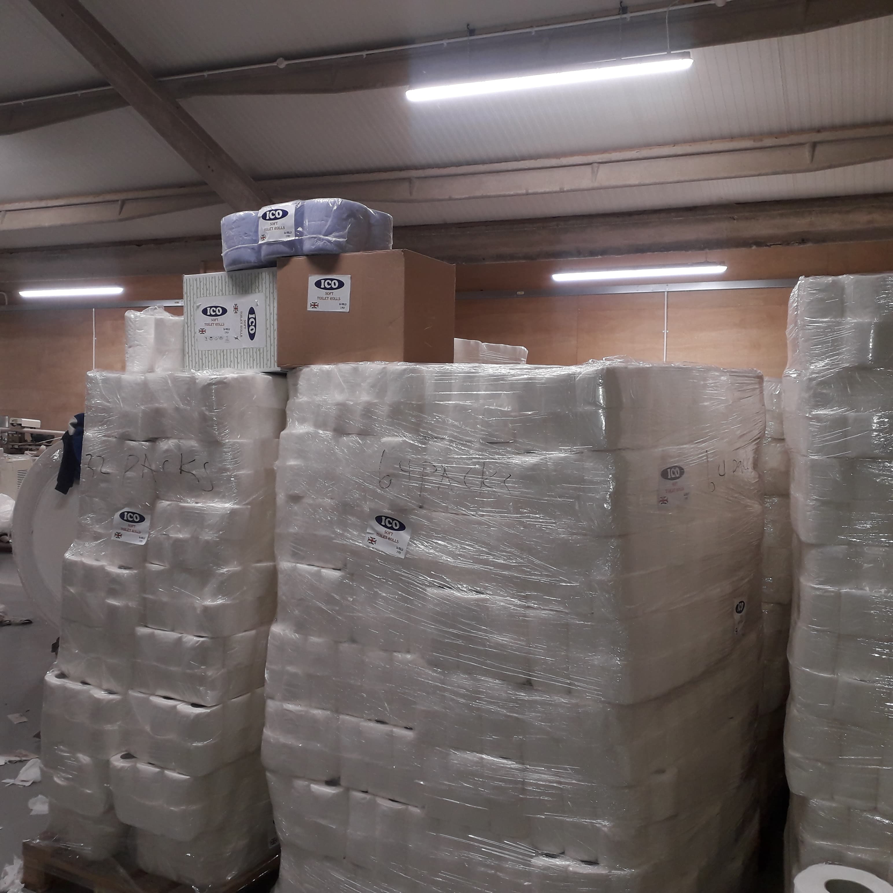 ICO Papers warehouse stocked with bulk tissue products